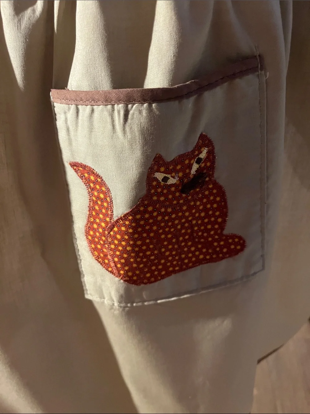 Vintage Cat Half Apron Cotton Cat Apron Artistic Cat Kitchen Apron with Bells